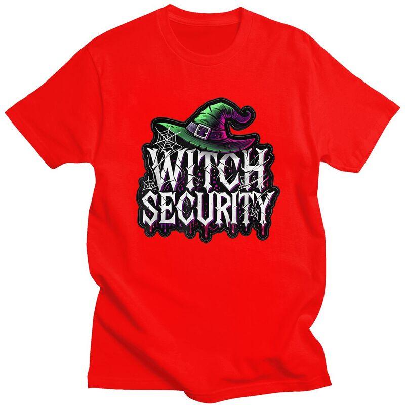 Custom Trendy Witch Security Halloween Joke T Shirt Men Short Sleeve Pure Cotton Tshirt Leisure Tee Tops Streetwear Tshirt