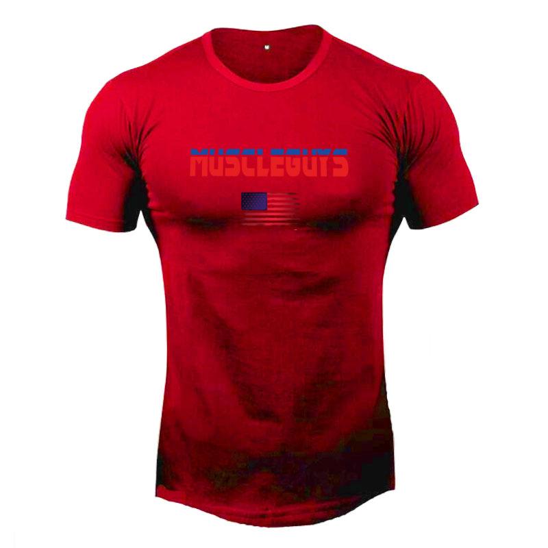 Summer Cotton Sports T-Shirts Mens Slim Fit Gym Fitness Male T Shirt Casual Running Bodybuilding Man Jogging Workout Clothing