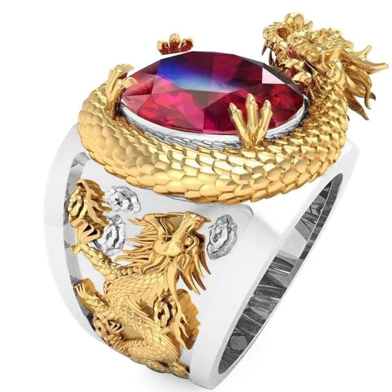 Hot-selling : 3D engraved powerful dragon ring, European and American style ring
