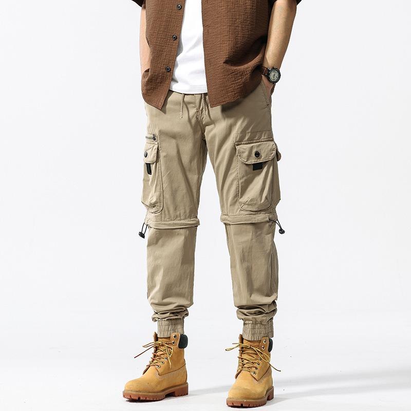 Summer Overalls Loose Casual Trousers Tied Feet Trendy Brand Men s High-end Men s Pants 29 хаки