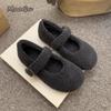Fashion Autumn Winter Fur Footwear Women's Mary Jane Shoes Concise Warm Outdoor Low Hee Loafers Ladies Comfortable Cotton Flats Shoes