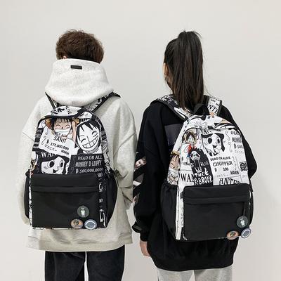 Street Trend Printing Student Schoolbag Leisure Junior High School Student Bag Tide Brand Printing Animation Schoolbag Male and Female Students