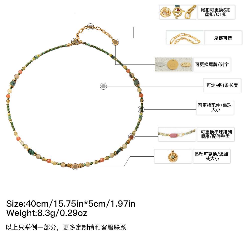 GEMCHIC Women s Bohemian Natural Stone Beaded Necklace with Gold Plated Stainless Steel Pendant