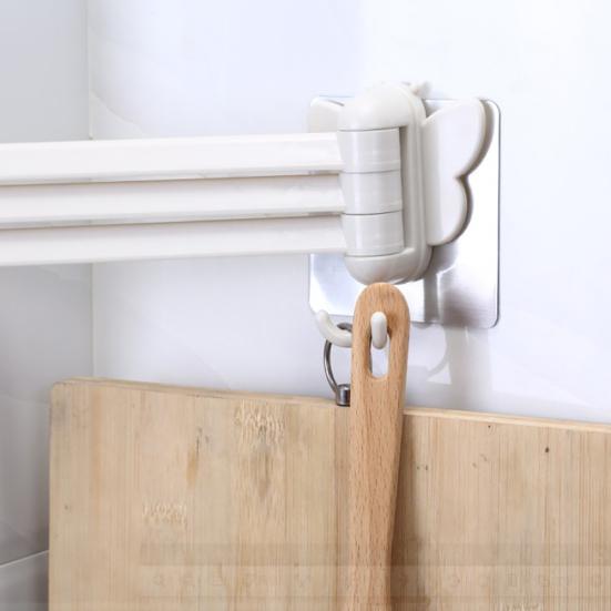 Bathroom Towel Organizer Kitchen Wall Mount Folding Hanger Rotating Hook Rack