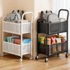 Mobile 2-Tier Carbon Steel Storage Cart Kids Books Toys Snacks Office Kitchen Organizer Rolling Shelf Unit