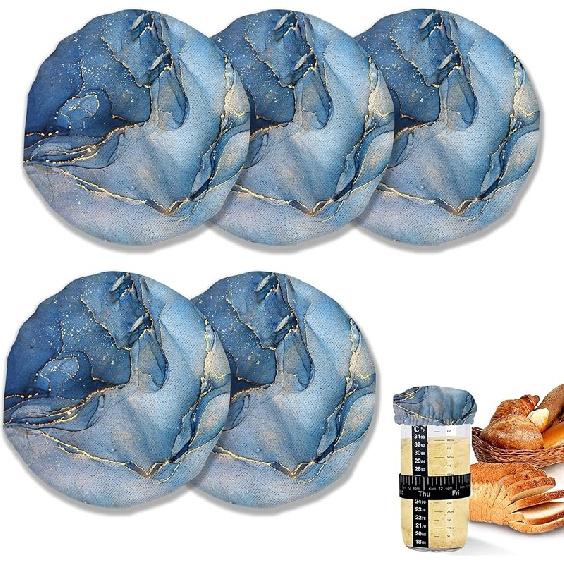 Sourdough Starter Cloth Covers Jars,Water Lotus Fermentation Cheese Fabric Lids,Fit Jars Mouth from 3-4 inch, 5 Pack