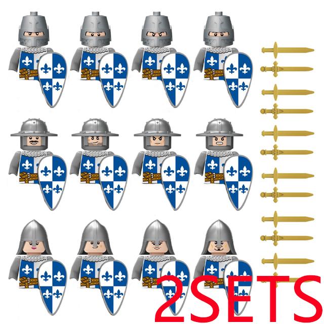 Military Building Blocks Medieval Solider Figures Gifts Toys Weapons Shield Holy Roman Saint Lazarus Jerusalem Knight Legion MOC