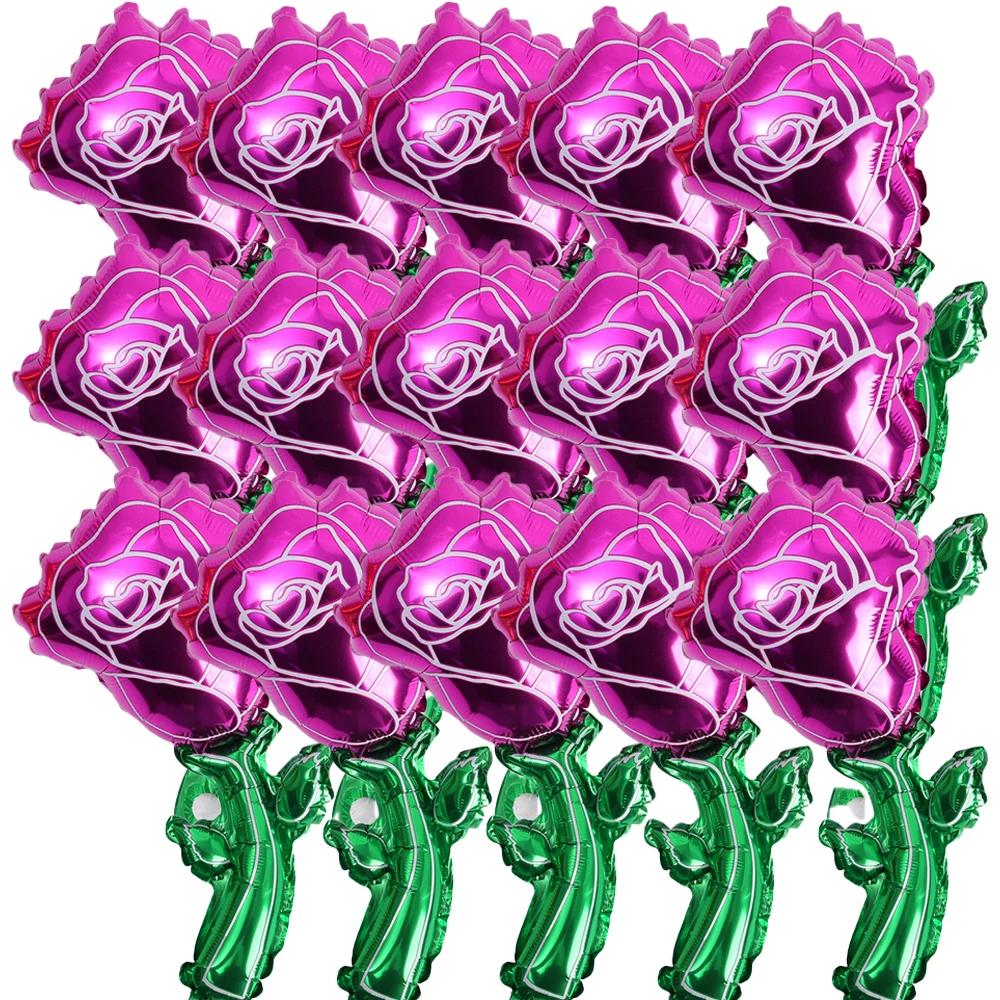 30/5pcs Mini Rose Flower Balloons Rose Shaped Balloons Valentines Day Balloon Wedding Decoration Baby Shower Party Supplies