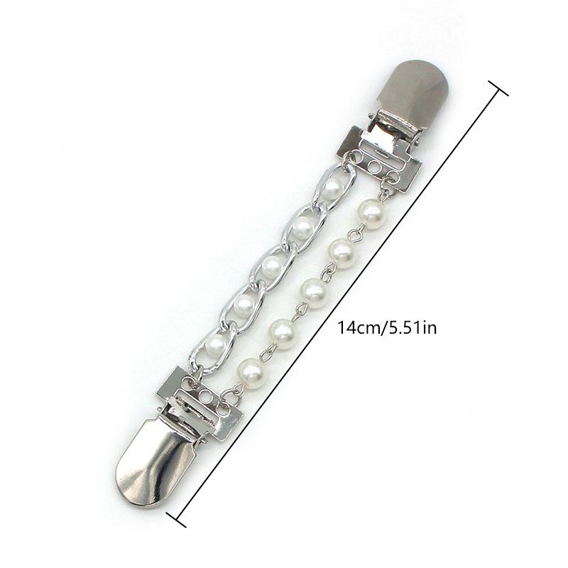 1PC Spilla Corsage in Metallo Clip per Cardigan Catena di Perle Fibbia per Scialle Maglione Antiscivolo