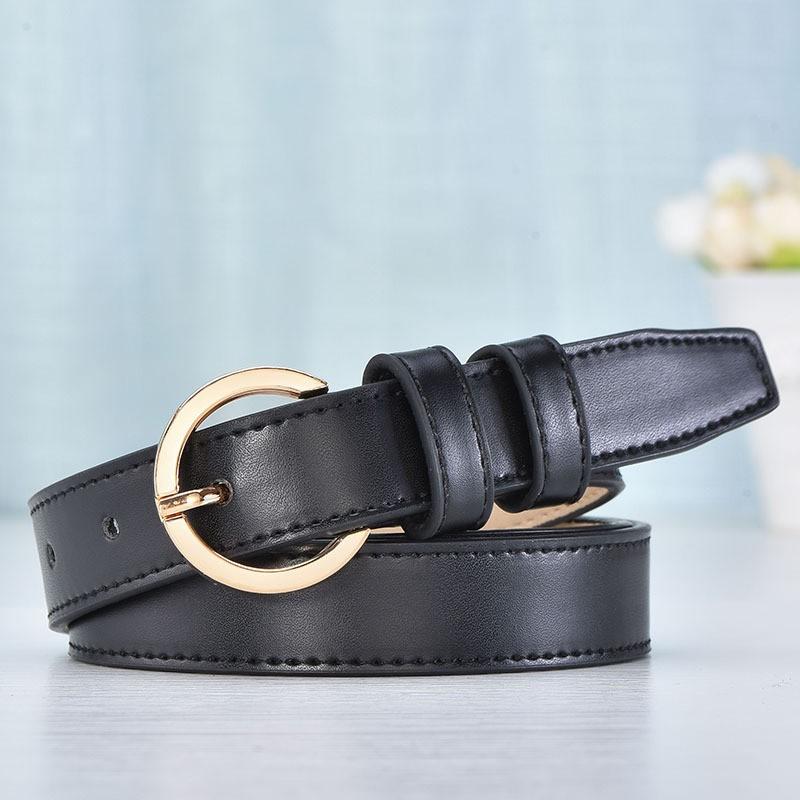 Womens Genuine Leather Thin Belt With Alloy Buckle Minimalist Adjustable Waist Jeans Skirts Dress