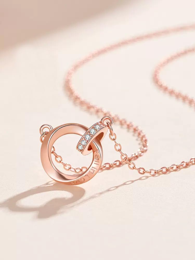 Necklace for Adjustable Pink Gift [Mesaro] Women, Zircon, Moebius, Hypoallergenic, Chain, Length, Zircon, Couple, Fashion, Sparkly, Popular, Stylish,