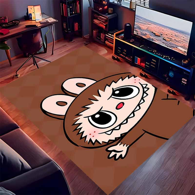 1pc labubu Print Area Rug - Soft, Washable Non-Slip Indoor Mat for Office Chairs, Living Room, Home Office Decorative Rug