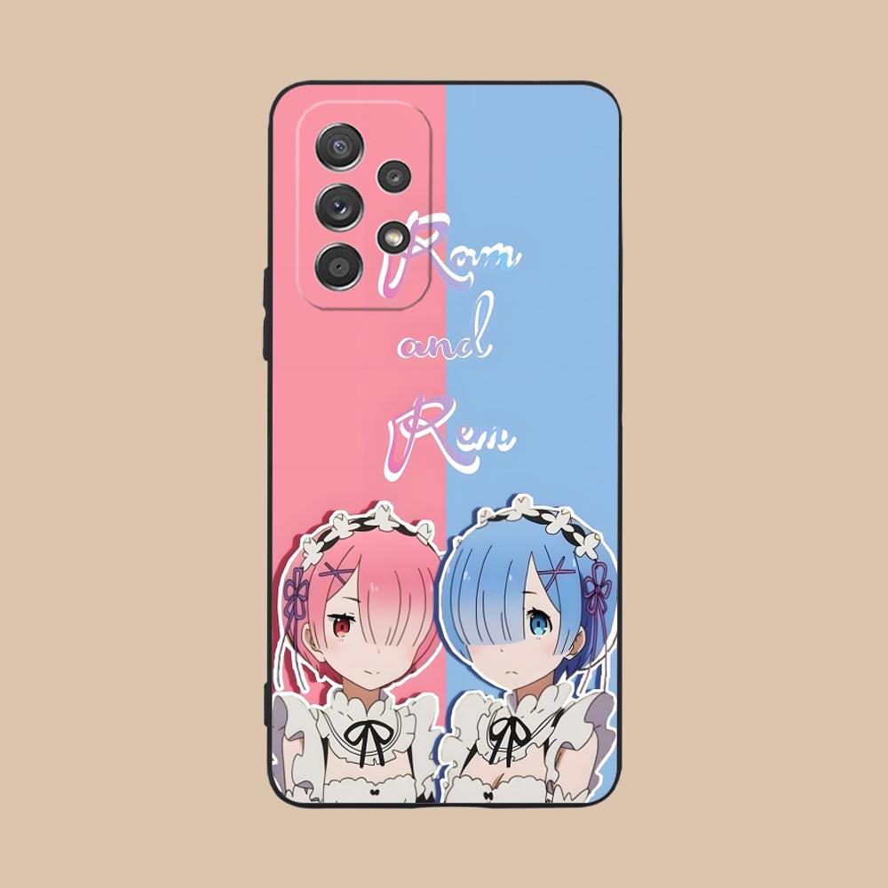 ReZero Rem Ram Matte TPU Mobile Phone Case for Samsung Galaxy M55 54 42 35 34 33 32 23 22 15 14 13 12 F55 5G Colorful Cover