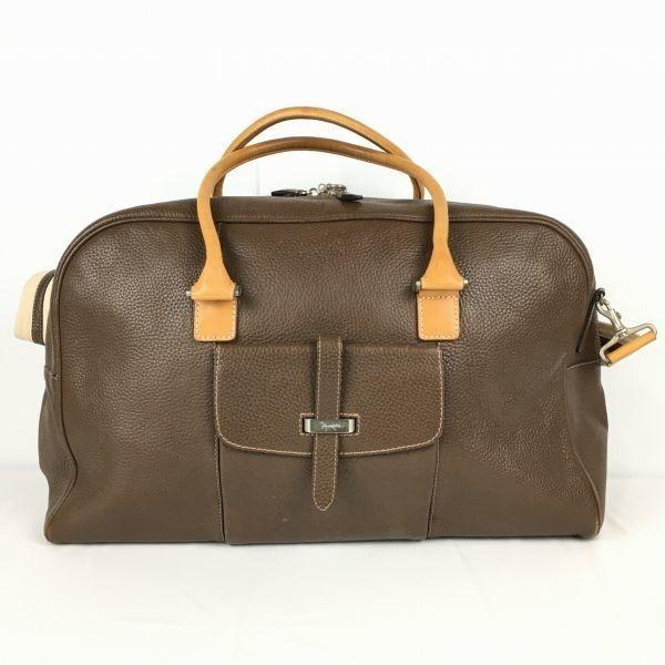 GINZA Kanematsu Leather Boston Bag Shoulder Dark Brown(USED)