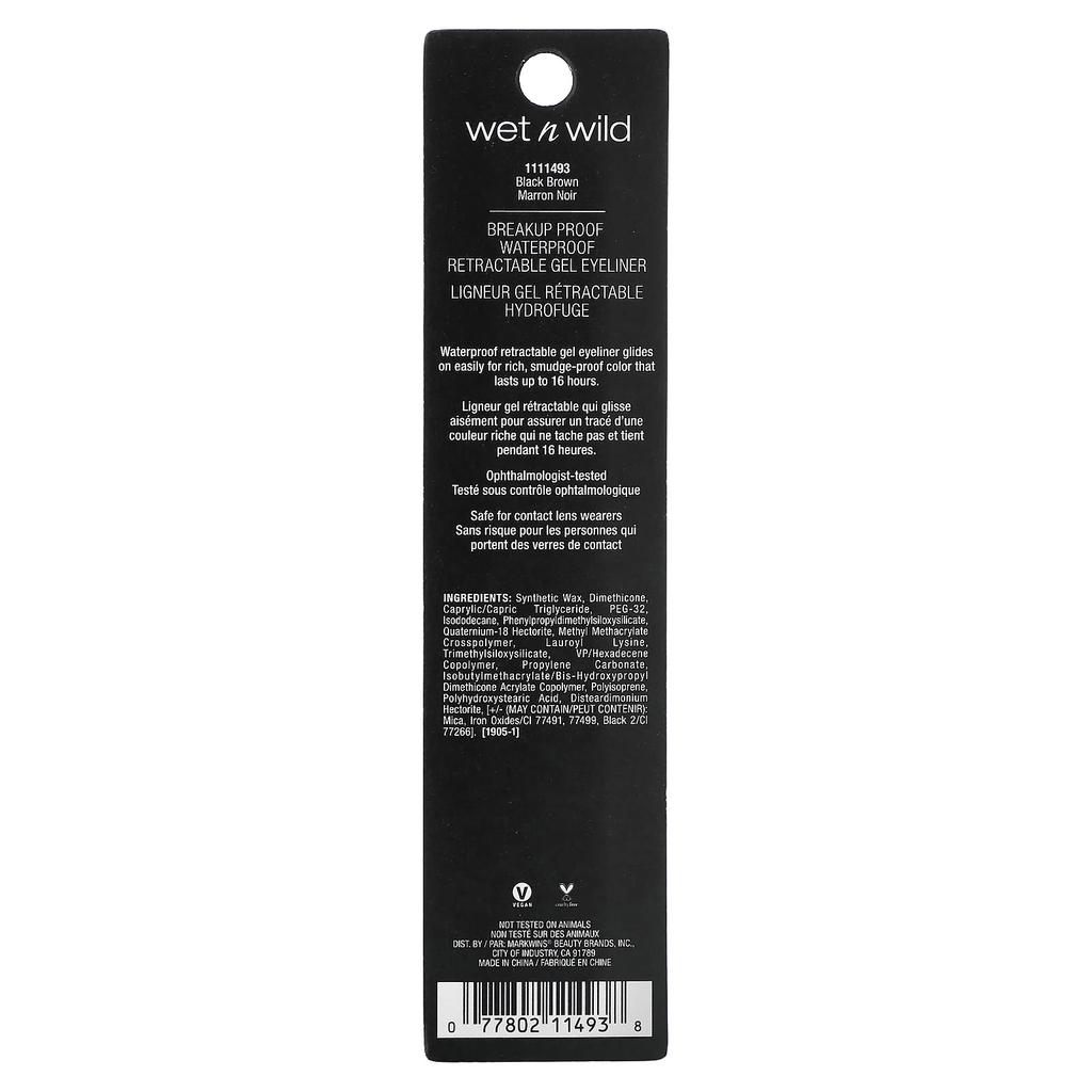 Breakup Proof, Waterproof Reflective Gel Eyeliner, 1111493 Black Brown, 0.23G(0.008Oz)