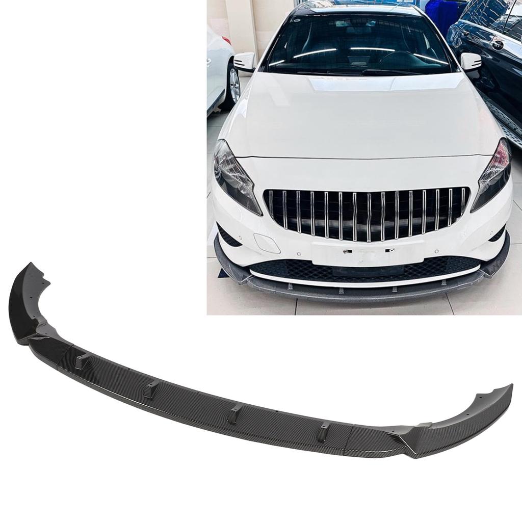 3 Sections Front Bumper Lip Diffuser Sturdy Front Bumper Lip Spoiler Replacement for   A‑Class W176 Standard Pre‑facelift