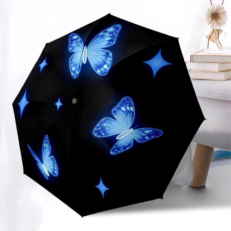 1pc Butterfly Stars Automatic Folding Umbrella, Heavy Duty 8 Rib Iron Frame,  Suitable for Travel, Daily Use, Birthday, Decor Gift  55