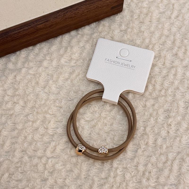 Two High-elasticity Heart-shaped Hair Bands, Leather Bands, Women's Hair Ties, Elegant Ponytail Leather Covers and Hair Ties