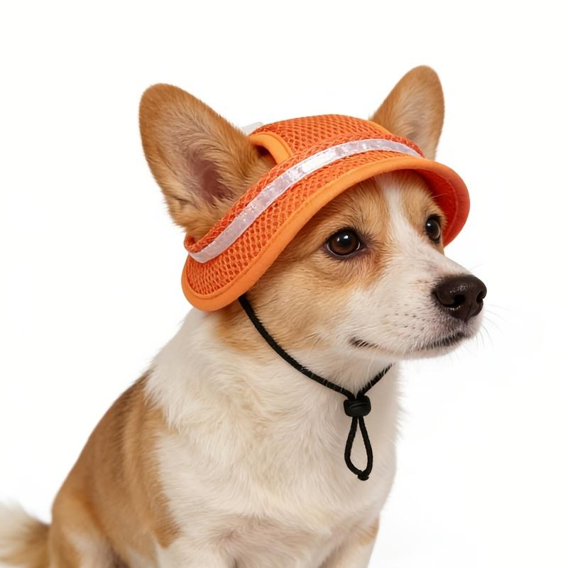 Neuer Stil Haustierhut Niedlich und Atmungsaktiv Leichtes Sommermodell mit Verstellbarem Riemen Hunde- und Katzenohrenabdeckung Sommer-Sonnenhut Zubehör