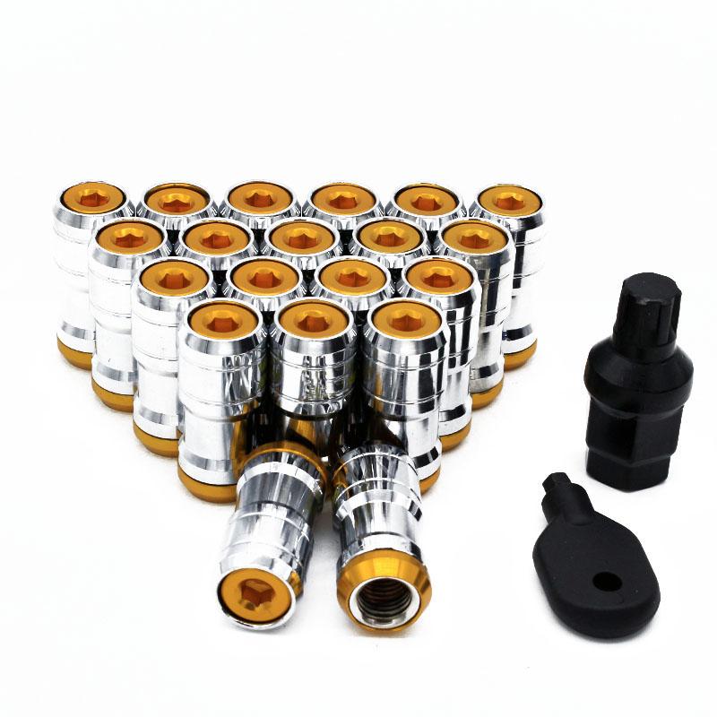 Neo Chrome Concealed Heptagon Formula Steel Wheels Lock Lug Nuts