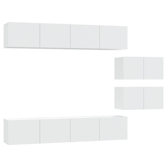 VidaXL Ensemble de meubles TV 6 pcs Blanc Bois d'ingénierie 3114598
