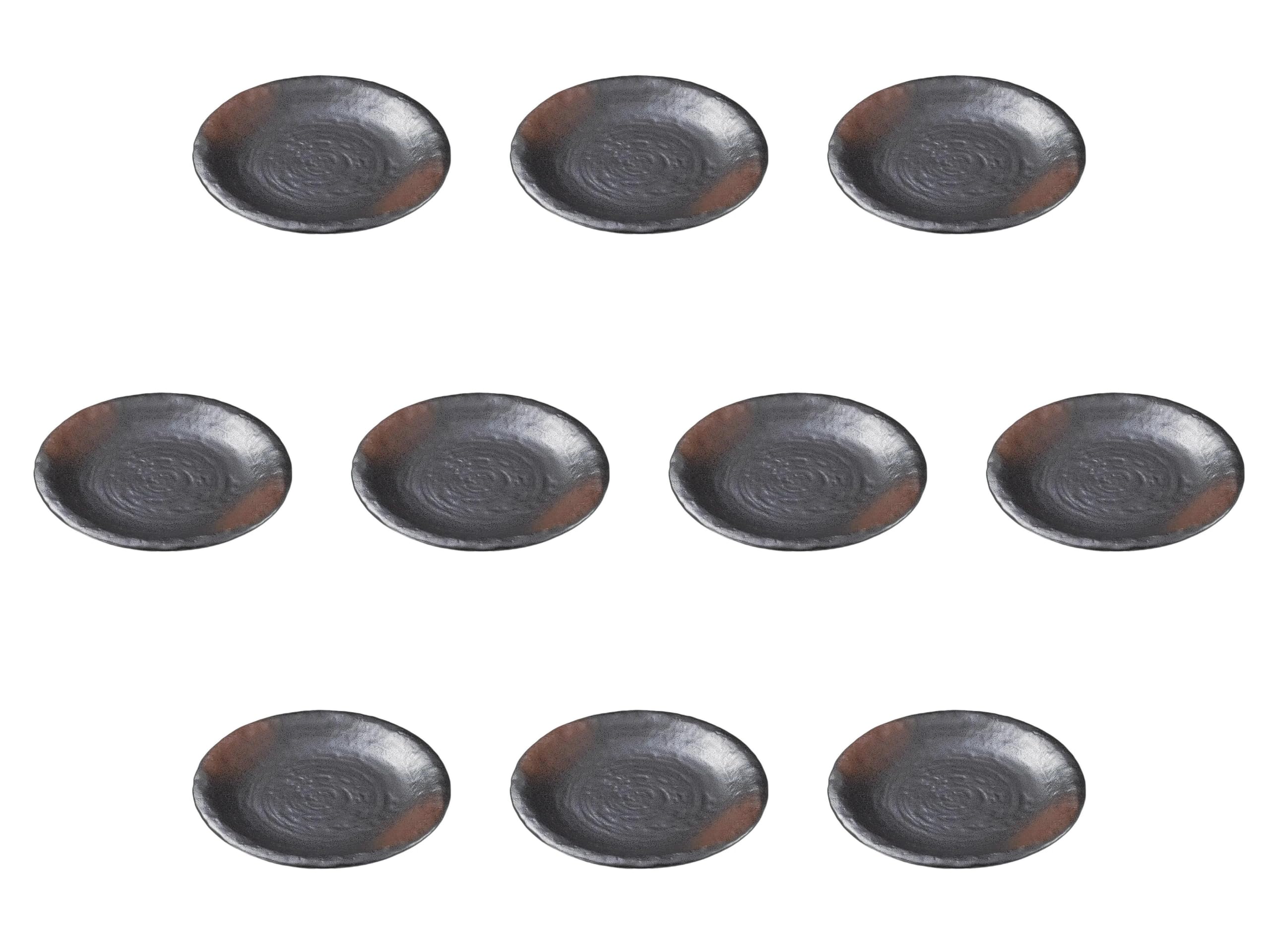 

Набор из 10 тарелок с каменной текстурой x Средние тарелки Setomonohonpo в стиле Бидзэн 5.0 [16 2.3 см]