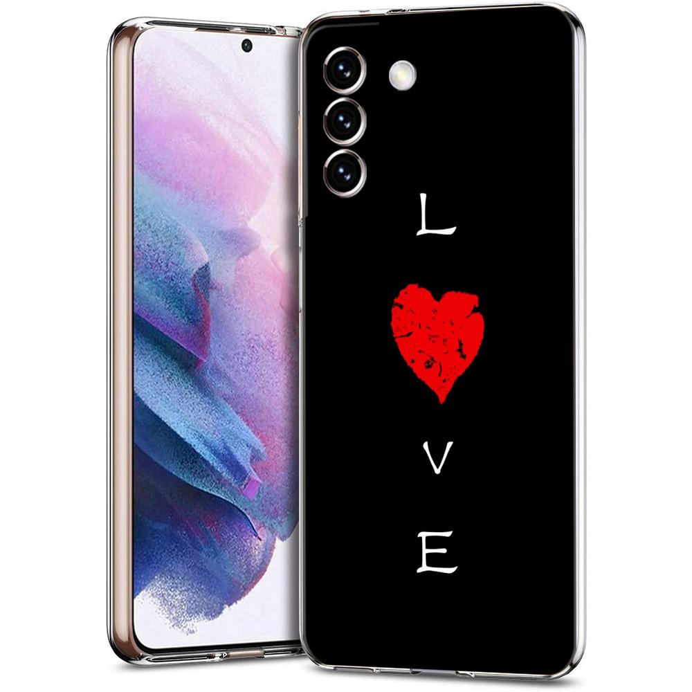 Phone Case For Samsung Galaxy S24 Ultra S23 FE S22 S20 S21 5G S10 S9 Plus S10E S8 Clear I Love you Pink Heart Cover