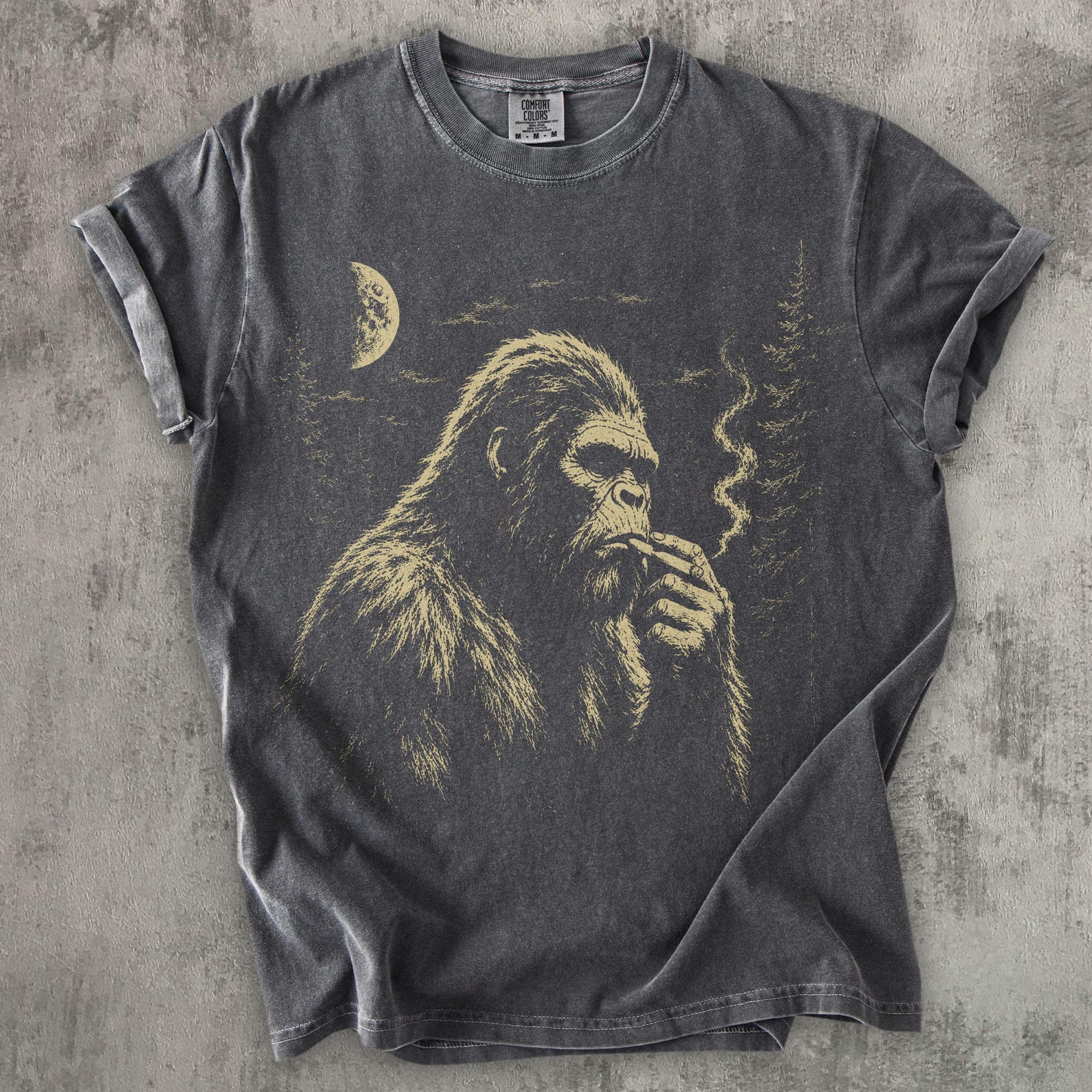 Bigfoot Smoking Cigarette Shirt, Sasquatch Smoker Tee, Funny BigfooT shirt, Cryptid Lover Gift, Woodland Sasquatch Graphic Tee 4XL