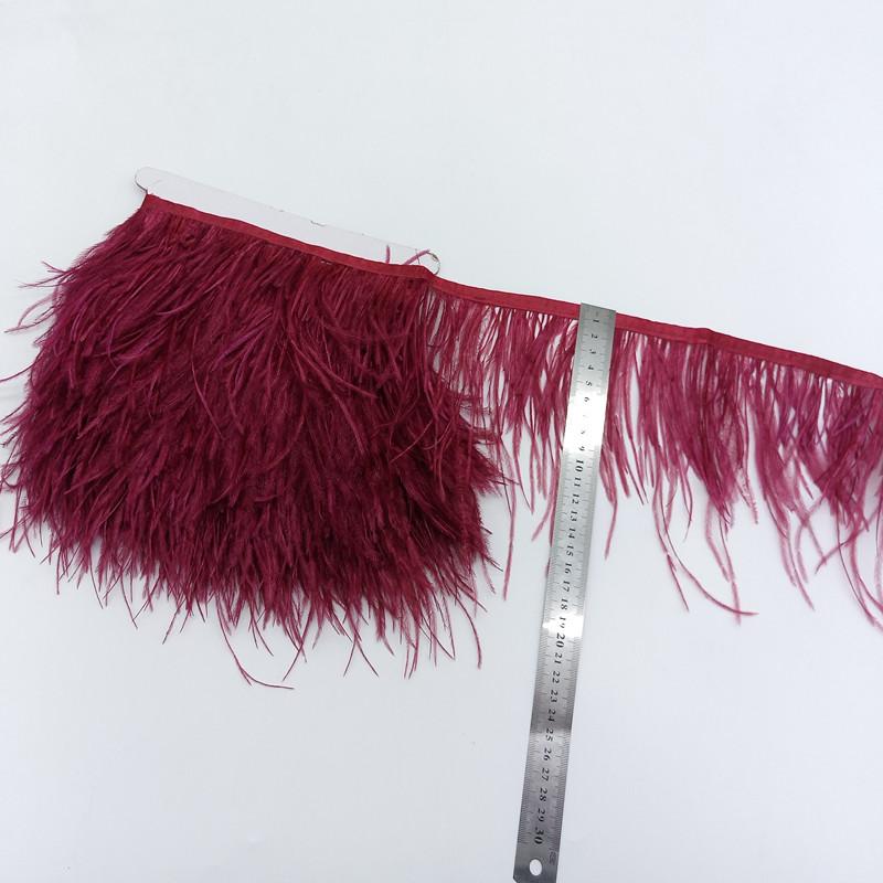 Feather1meter Dyed Colorful Ostrich Feathers Trim Ribbon for Dress Clothing Decoration Sewing Needlework Handicraft Accessories10-15cm