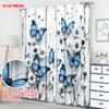 Set Of 2 Flat Printing Drapes Blue Butterfly Daisy Swirls Digital Printed Polyester All Season Party Holiday Decor Use Curtains Made