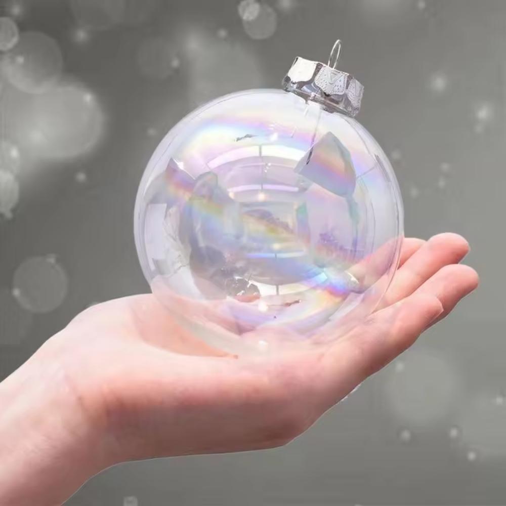 6Pcs Clear Iridescent Bubble Ball Pendant 10/8/6cm Xmas Tree Hanging Ball New Year