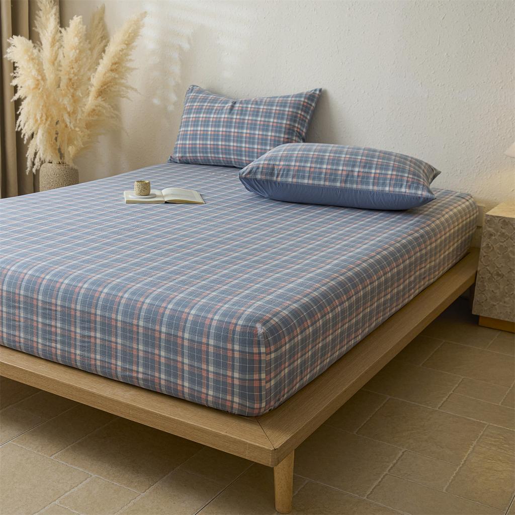 new cotton washed cotton lattice series single bed hat thickened tatami non-slip bed cover single piece fitted sheet