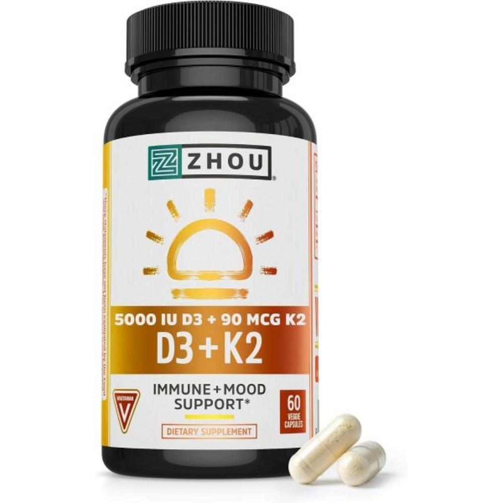 Zhou D3+K2 Nahrungsergänzungsmittel 60 Kapseln 1 Packung 1 Stück