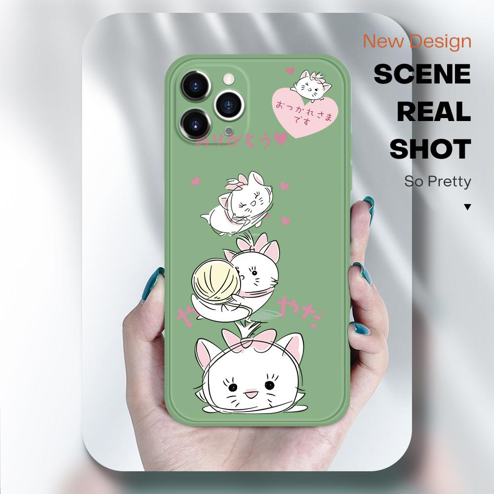 Krásný Roztomilý Kočky Pouzdro na Telefon pro iPhone 15 14 13 12 11 Samsung Galaxy S23 S22 A52 A52S Měkké Plná Ochrana Čtvercové Kryty z Tekutého Silikonu