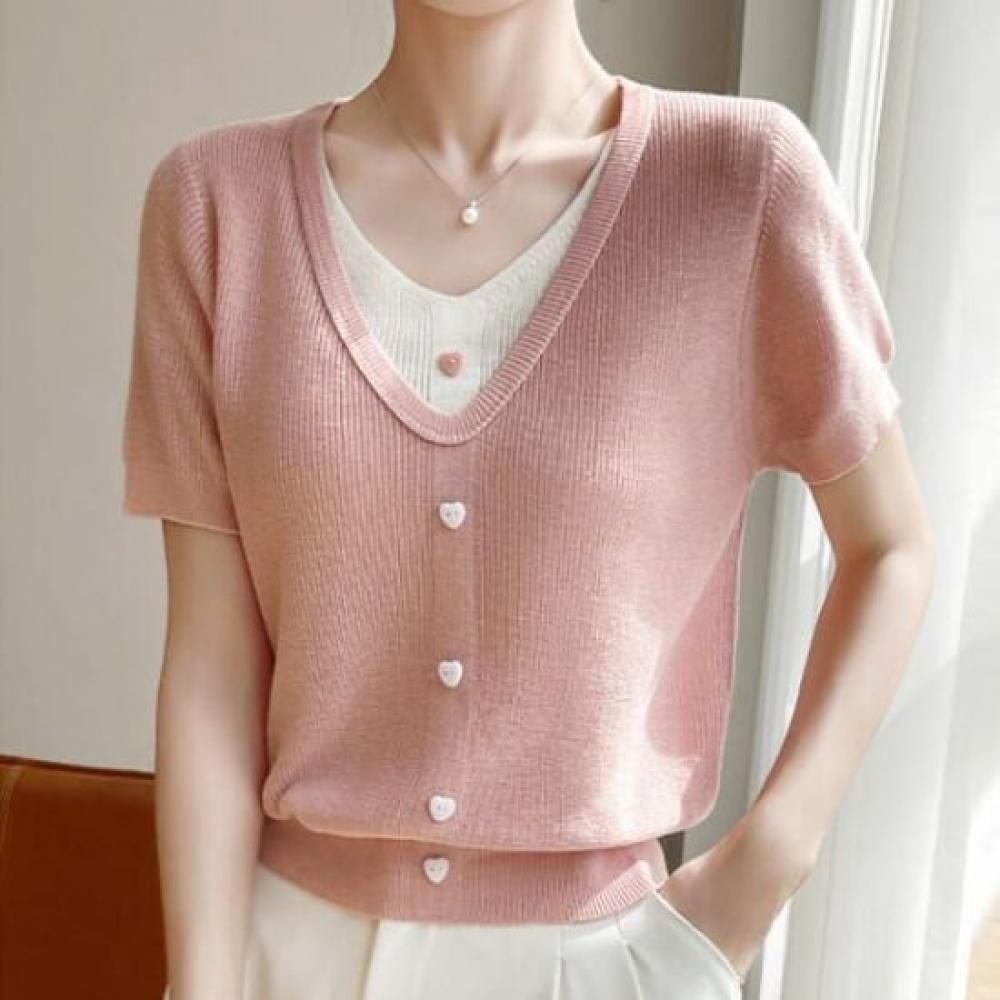 NaVaVa Men Thin Rib V Neck ShorT sleeVe KniT T shirT Nk2943