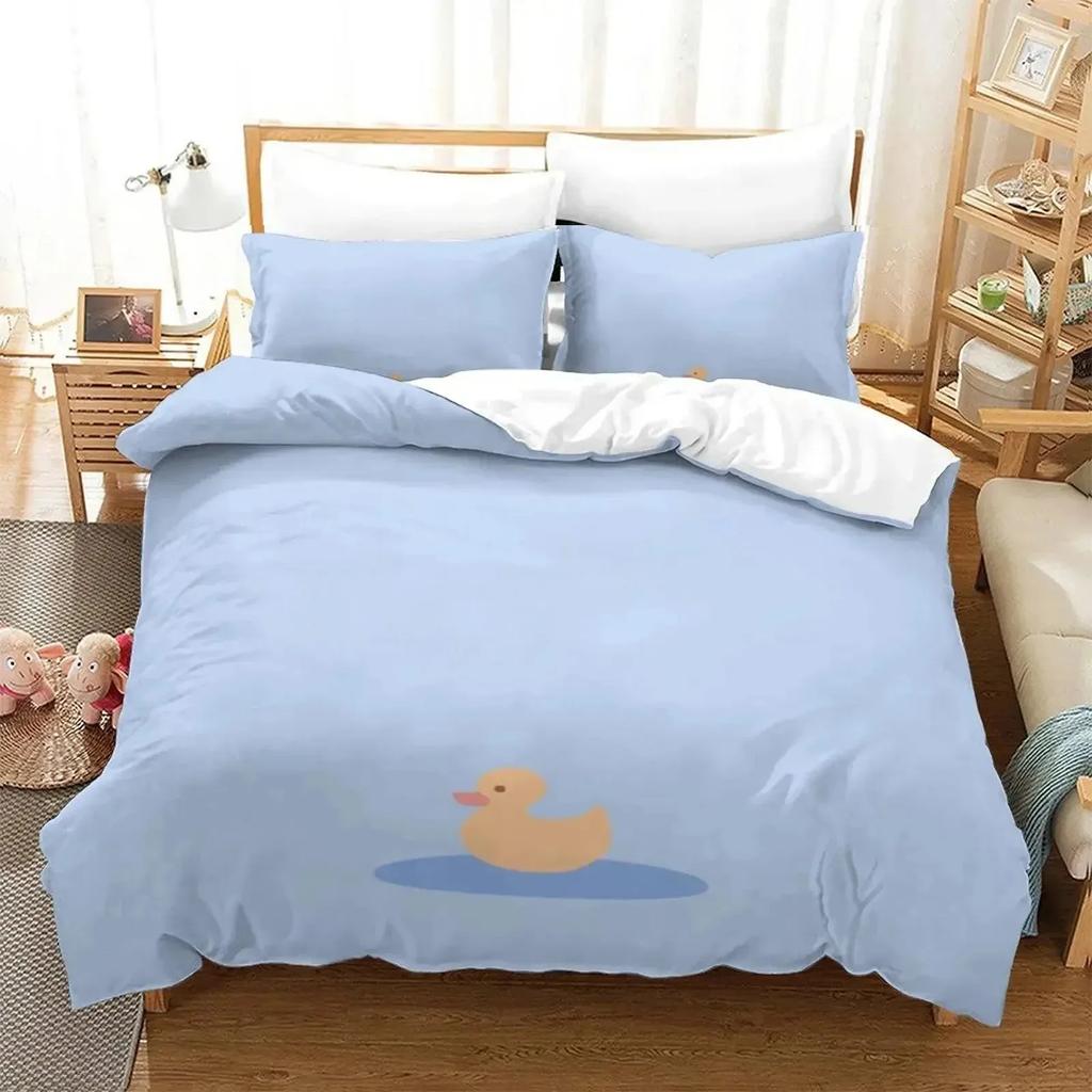 Anime Quackity Duck Beding Set Young Boys Young Girls Twin Quen Sized Dimensions Soft Duvet Cover Pilowcase Bed Young Boys Adult People Fashion Home