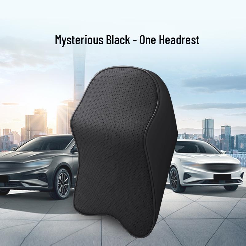 Celoroční polštář pod hlavu a bederní opěrka do auta z paměťové pěny s nappa kůží