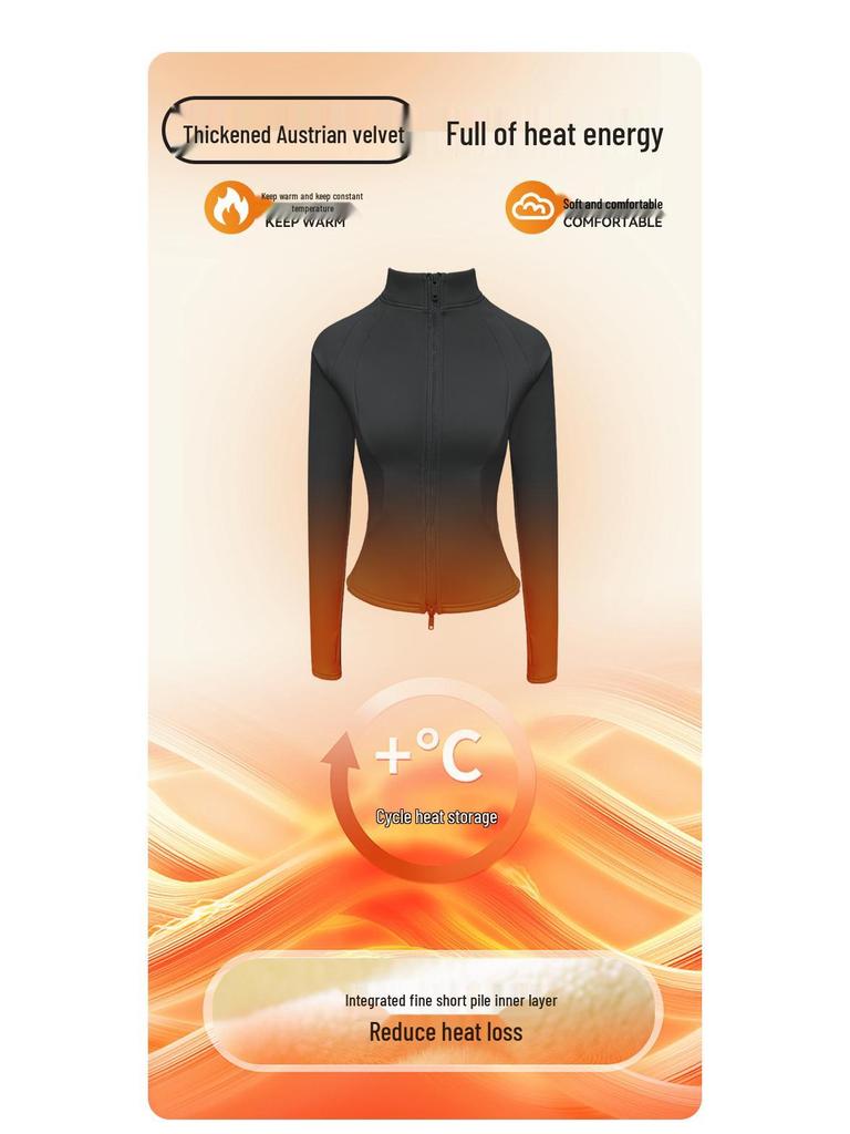2026 Women's Yoga Jacket: New Style, Plus Velvet, Thick Warm, Long Sleeve, Stand Collar, Sport & Outdoor Fitness Top