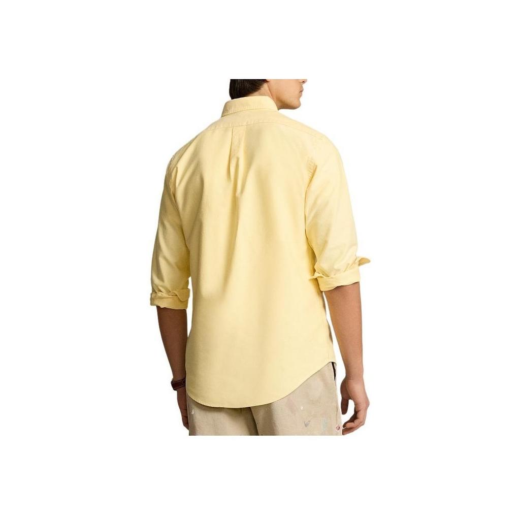 Polo Ralph Lauren Solid Color Pony Embroidered Point Collar Long Sleeve Shirt Men Shirts Yellow MNPOWOV16823529-700