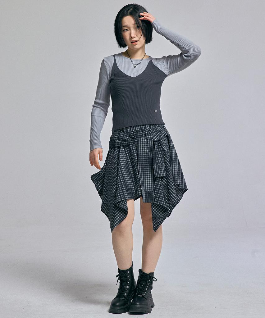 AWESOME STUDIO Bustier Layered Knit Gray