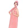 YUKIRA Wearable Bath Towel Robe Wrap for Women, Quick-Dry Microfiber Absorbent Bathrobe with Hair Drying Cap, Lightweight for Gym Pool Bath, Pink