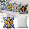 4Pcs Blue Orange Floral Tile Pattern Printed Pillow Cover Polyester Cushion Case 2D Flat Printing Pillowcase Retro Euro Style