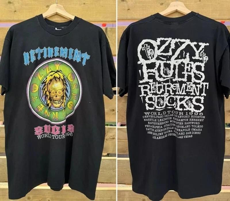 1996 Ozzy Osbourne Retirement Sucks Tour 2 side tee Black Unisex T-Shirt XXXXL