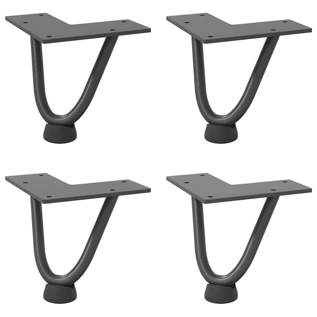 Vidaxl Nogi Do Stołu Hairpin, 4 Szt., Antracyt, 10 Cm, Lita Stal