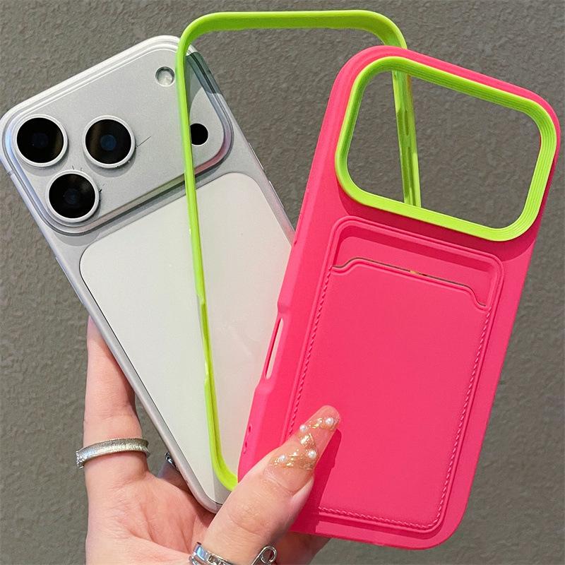 Creative Card Slot iPhone 12-17 Case with Liquid Skin Feel - Cross-Border Design