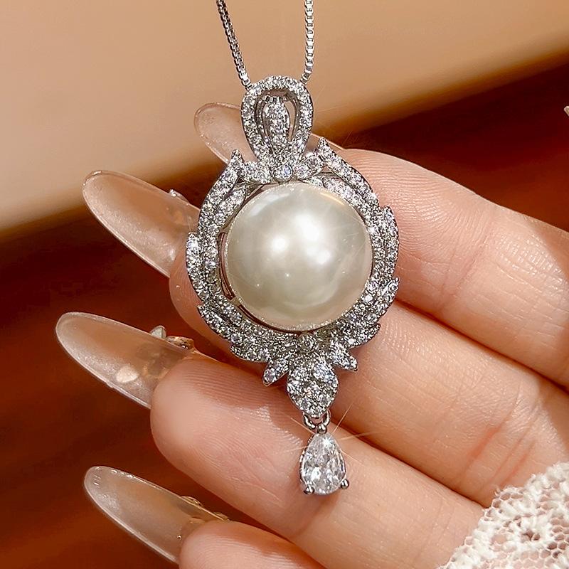 Copper Gold-plated Pendant Imitation Pearl Australian White Nanyang Necklace Accessories Manufacturer Women's High-end Sense