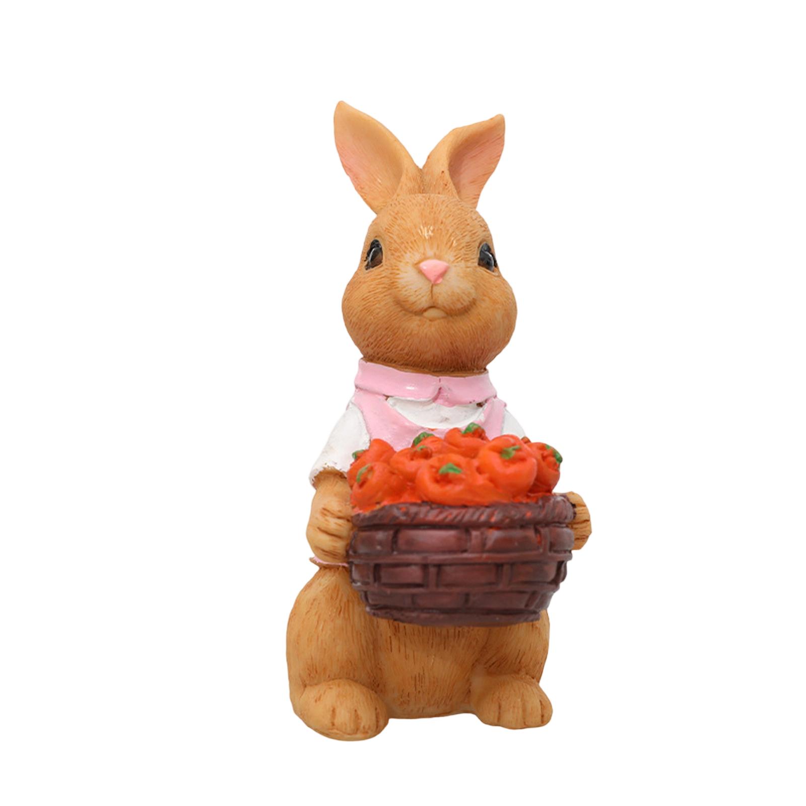 

Easter Basket Bunny Ornament Garden Courtyard Decoration Crafts Window Sill Miniature Bonsai One Size