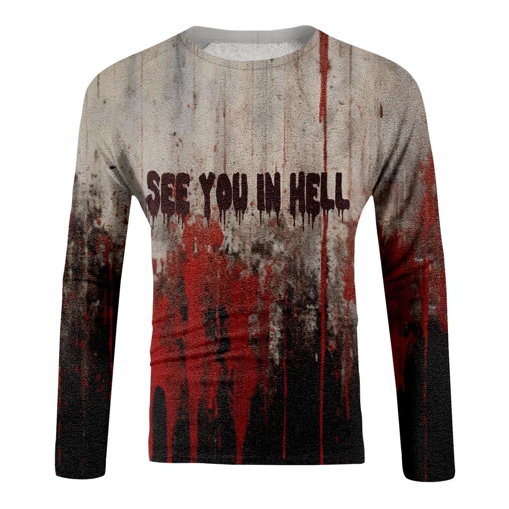 Halloween Print Raglan Sleeve Men's Long Sleeve Top