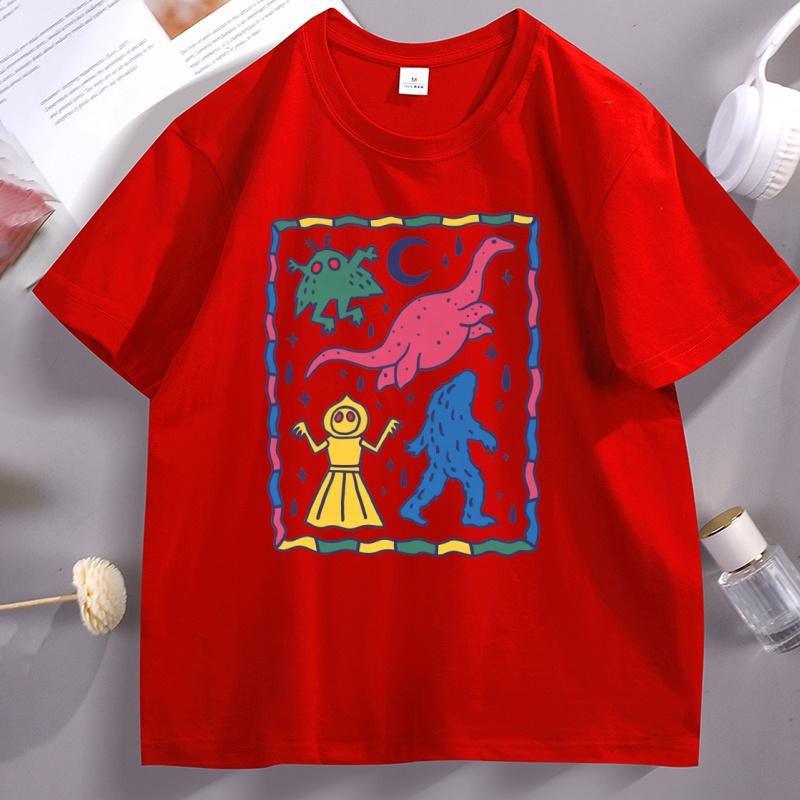 Colorful Cryptids Unisex Tshirt Funny Dinosaur Cotton  Short Sleeve T Shirt High Quality Breathable Basic Tshirt Male Clothing