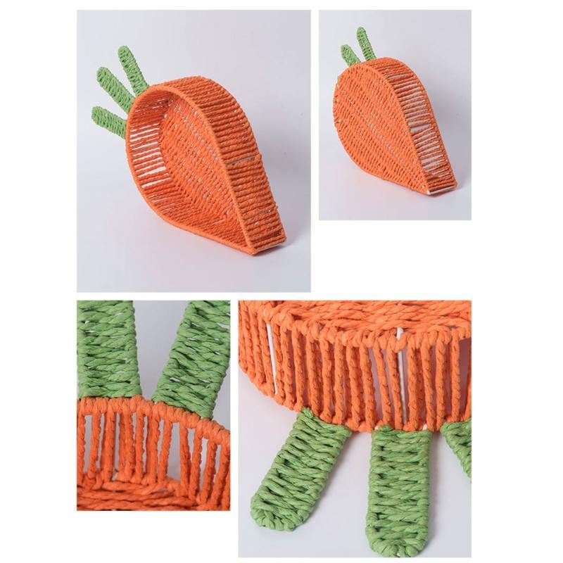 Matserveringsbricka Dekorativ Fruktskål Handvävd Morotsformad Korg för Organisering Nöt Matsalsbord Mittpunkter